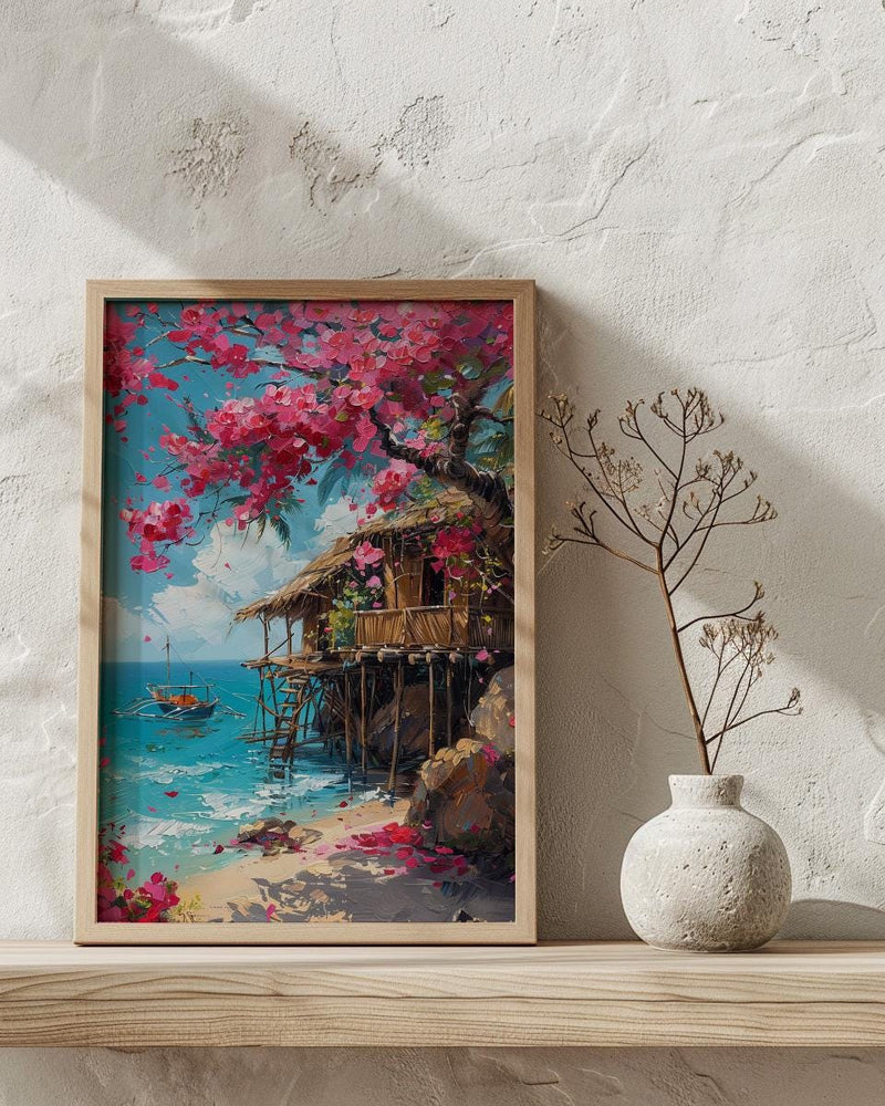 Philippines Bamboo House Wall Decor, Tropical Spring Art - Housewarming Gift