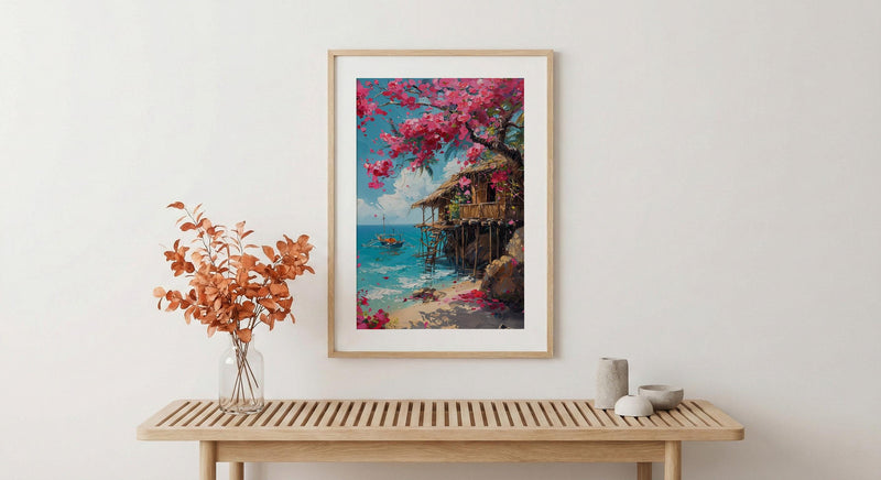 Philippines Bamboo House Wall Decor, Tropical Spring Art - Housewarming Gift