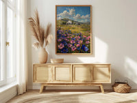 Mongolian Steppe Wall Art, White Yurt Spring Landscape - Living Room Decor