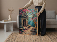 Angkor Wat Jungle Wall Decor, Ancient Ruins Spring Print - Above Bed Art