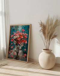 Hanoi Lotus Bicycle Wall Art, Pink Spring Floral Decor - Living Room Decor