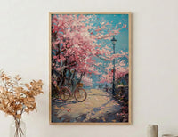 Jinhae Cherry Blossom Poster, Retro Bicycle Spring Art - Housewarming Gift