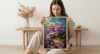 Bangkok Orchid Market Wall Decor, Purple Tropical Floral Print - Living Room Decor