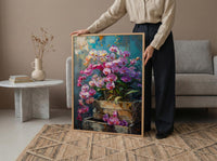 Bangkok Orchid Market Wall Decor, Purple Tropical Floral Print - Living Room Decor