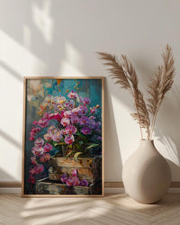 Bangkok Orchid Market Wall Decor, Purple Tropical Floral Print - Living Room Decor