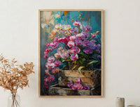Bangkok Orchid Market Wall Decor, Purple Tropical Floral Print - Living Room Decor