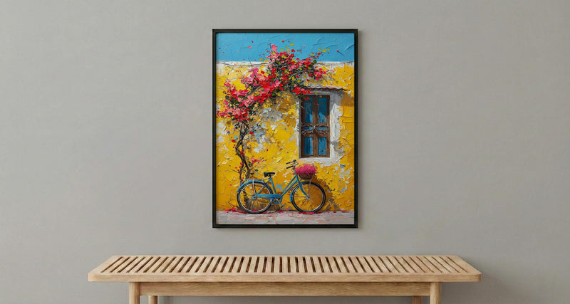 Macau Pastel Village Wall Art, Colorful Spring Street Decor - Textured Impasto Oil Painting