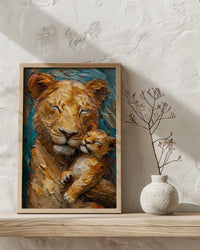 Lioness and Cub Art Print, Emotional Mom Decor - Mother's Day Gift