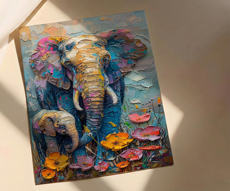 Elephant Mom Wall Art, Animal Motherhood Print - Gift for Mom