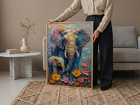 Elephant Mom Wall Art, Animal Motherhood Print - Gift for Mom