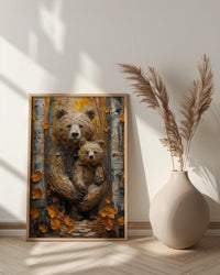 Bear and Cub Poster, Cozy Woodland Mom Decor - Mother's Day Gift