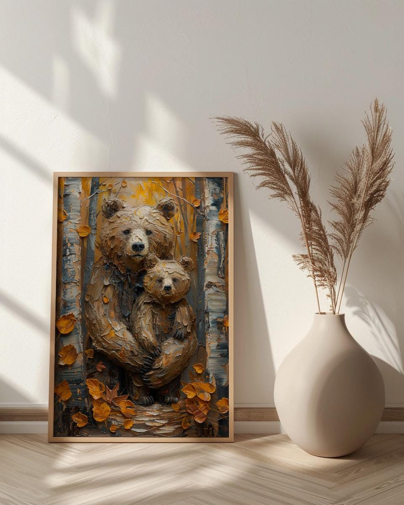 Bear and Cub Poster, Cozy Woodland Mom Decor - Mother's Day Gift