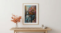 Amsterdam Tulip Bicycle Art Print, Pink Spring Canal Decor - Housewarming Gift