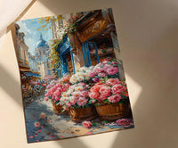 Paris Flower Market Wall Art, French Spring Street Decor - Living Room Poster