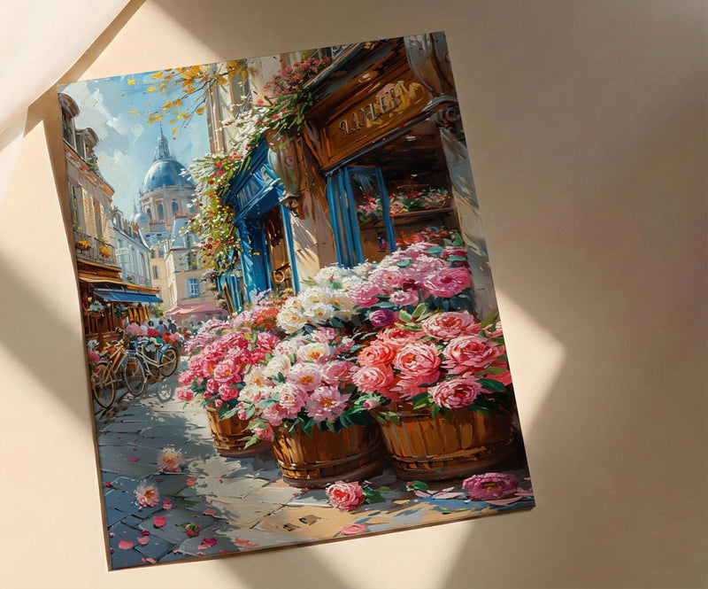 Paris Flower Market Wall Art, French Spring Street Decor - Living Room Poster