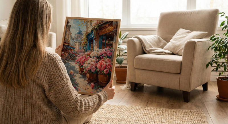 Paris Flower Market Wall Art, French Spring Street Decor - Living Room Poster