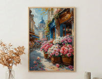 Paris Flower Market Wall Art, French Spring Street Decor - Living Room Poster