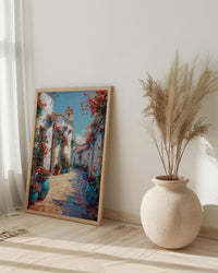 Cordoba Courtyard Wall Decor, Red Geranium Spring Print - Entryway Decor