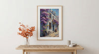 London Wisteria Street Art Print, Chelsea Spring Floral Decor - Thick Oil Painting Style
