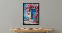 Crete Bougainvillea Wall Art, Greek Island Spring Poster - Above Bed Art