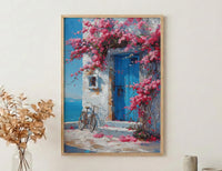 Crete Bougainvillea Wall Art, Greek Island Spring Poster - Above Bed Art
