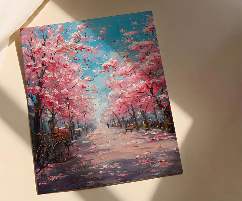 Bonn Cherry Blossom Wall Decor, Pink Floral Tunnel Print - Living Room Decor