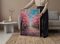Bonn Cherry Blossom Wall Decor, Pink Floral Tunnel Print - Living Room Decor