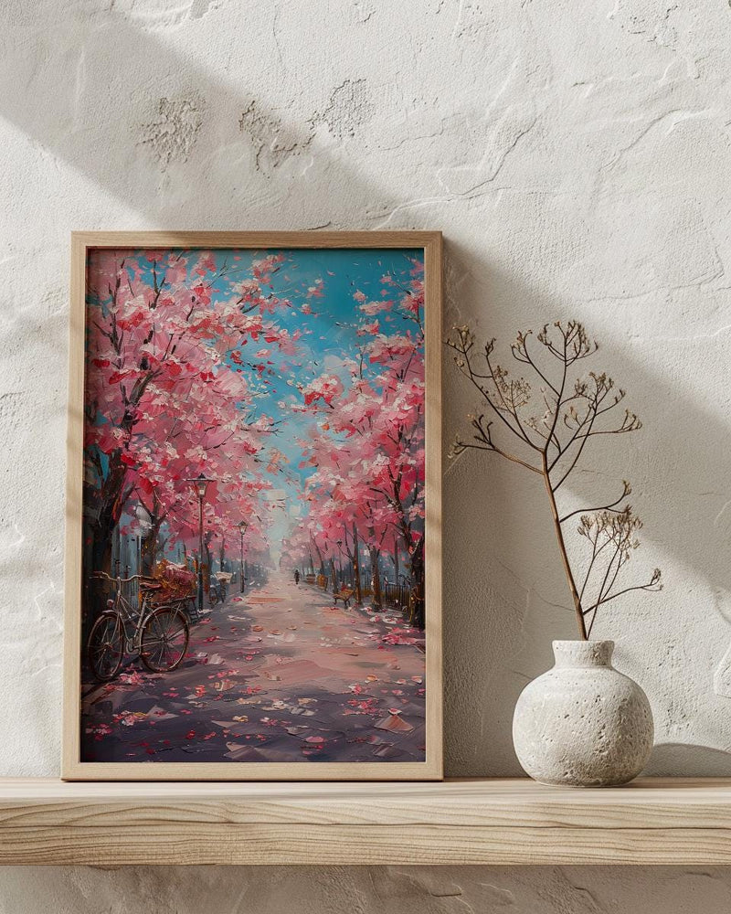 Bonn Cherry Blossom Wall Decor, Pink Floral Tunnel Print - Living Room Decor