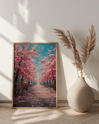 Bonn Cherry Blossom Wall Decor, Pink Floral Tunnel Print - Living Room Decor