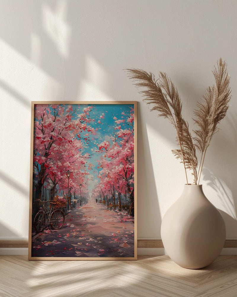 Bonn Cherry Blossom Wall Decor, Pink Floral Tunnel Print - Living Room Decor