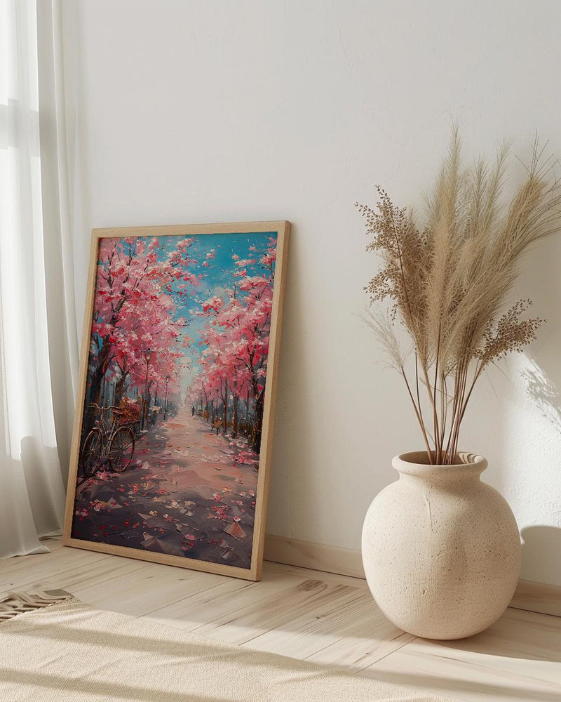 Bonn Cherry Blossom Wall Decor, Pink Floral Tunnel Print - Living Room Decor