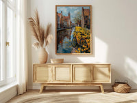Bruges Daffodil Canal Art Print, Medieval Spring Village - Housewarming Gift