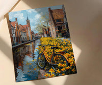Bruges Daffodil Canal Art Print, Medieval Spring Village - Housewarming Gift