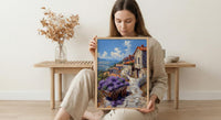 Provence Lavender Wall Art, Rustic Wood Cart Spring Poster - Textured Impasto Oil Painting