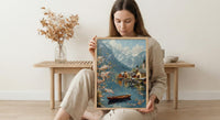 Hallstatt Alpine Village Art Print, Spring Lake Decor - Housewarming Gift