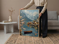 Hallstatt Alpine Village Art Print, Spring Lake Decor - Housewarming Gift