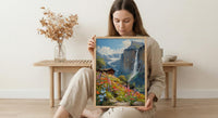 Lauterbrunnen Valley Wall Decor, Alpine Waterfall Print - Textured Impasto Oil Painting