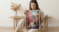 Prague Magnolia Street Art Print, Vintage Tram Decor - Housewarming Gift