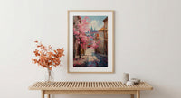 Prague Magnolia Street Art Print, Vintage Tram Decor - Housewarming Gift