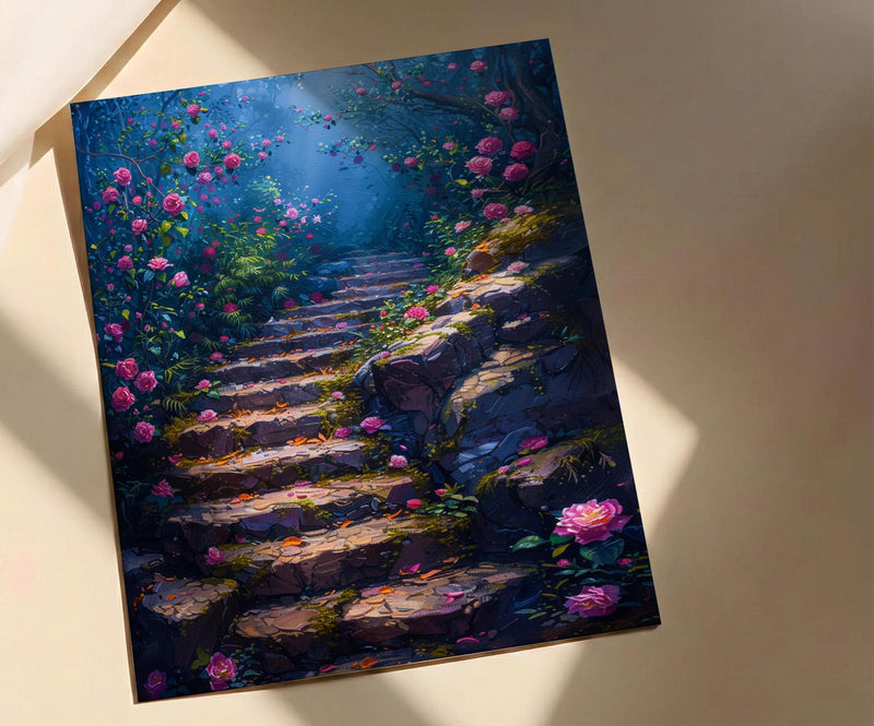 Sintra Palace Garden Wall Art, Pink Camellia Floral Print - Above Bed Art