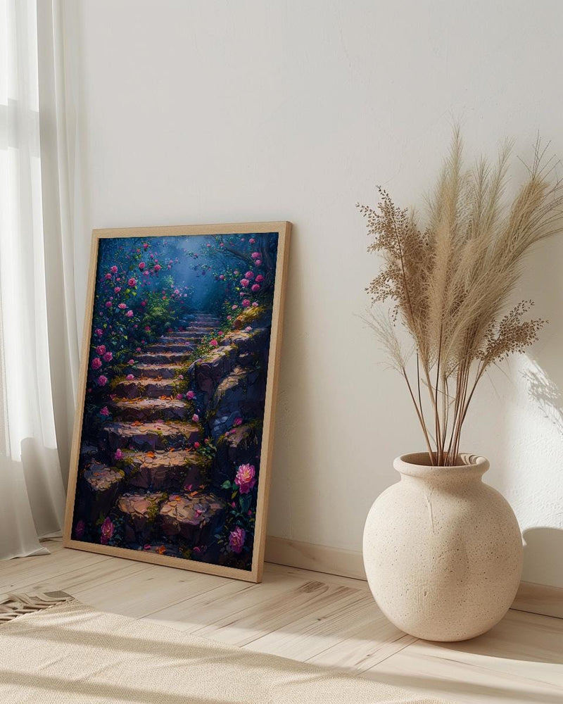 Sintra Palace Garden Wall Art, Pink Camellia Floral Print - Above Bed Art