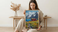 Lofoten Fjord Cabin Art Print, Norway Spring Landscape - Housewarming Gift