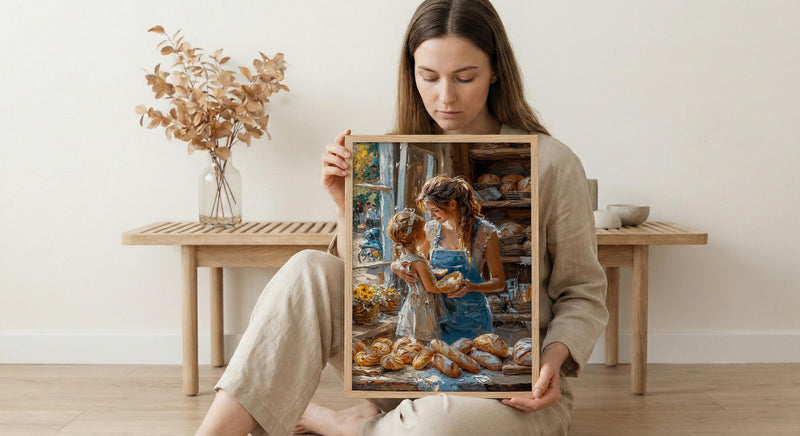 French Bakery Poster, Mother Baby Art Print - New Mom Gift