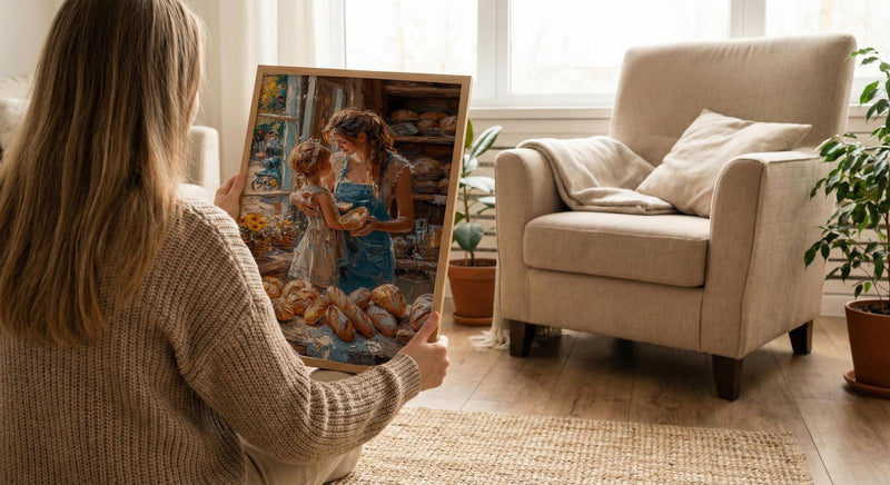 French Bakery Poster, Mother Baby Art Print - New Mom Gift