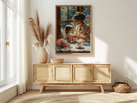 English Tearoom Wall Decor, Grandmother Art - Thick Oil Painting Style