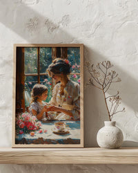 English Tearoom Wall Decor, Grandmother Art - Thick Oil Painting Style