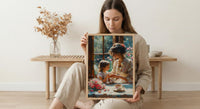 English Tearoom Wall Decor, Grandmother Art - Thick Oil Painting Style