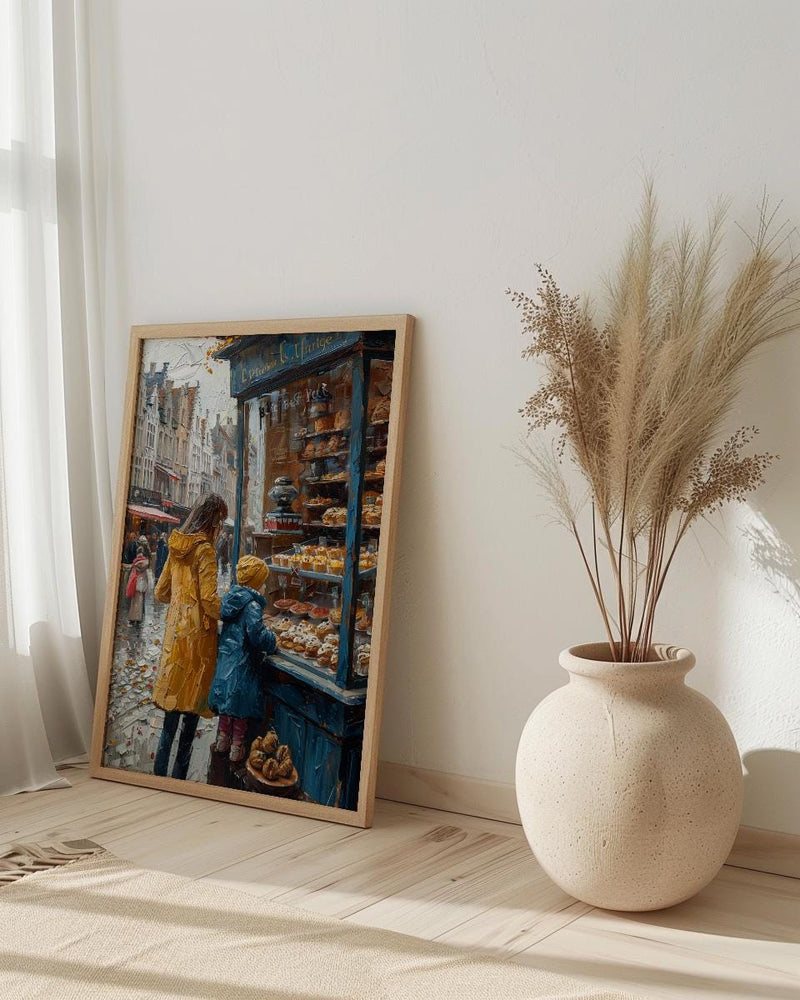 Bruges Bakery Art Print, Mother Child Poster - Mother's Day Gift