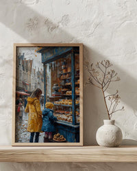 Bruges Bakery Art Print, Mother Child Poster - Mother's Day Gift