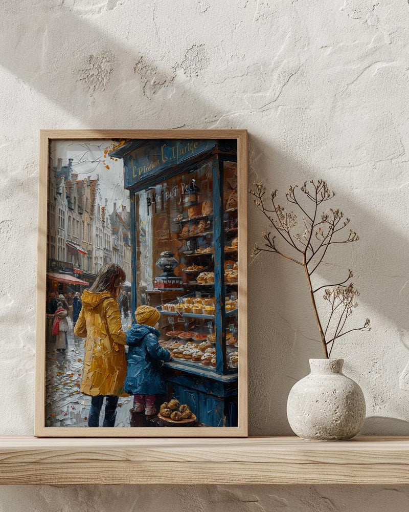 Bruges Bakery Art Print, Mother Child Poster - Mother's Day Gift